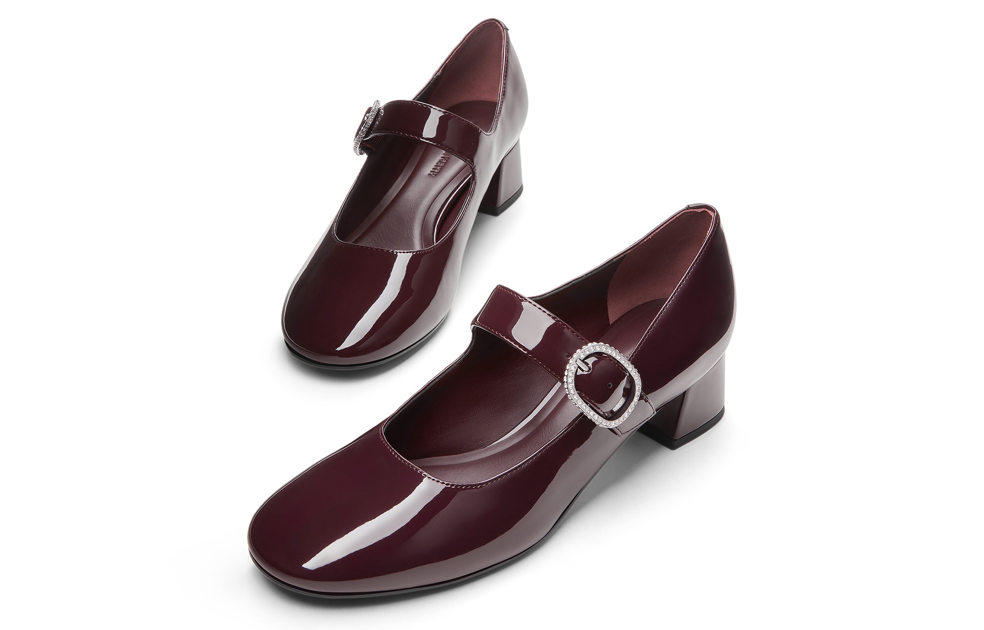 Charles&Keith CHARLESKEITH ck PU 4cm Black PatentBurgundyNude — фото 7