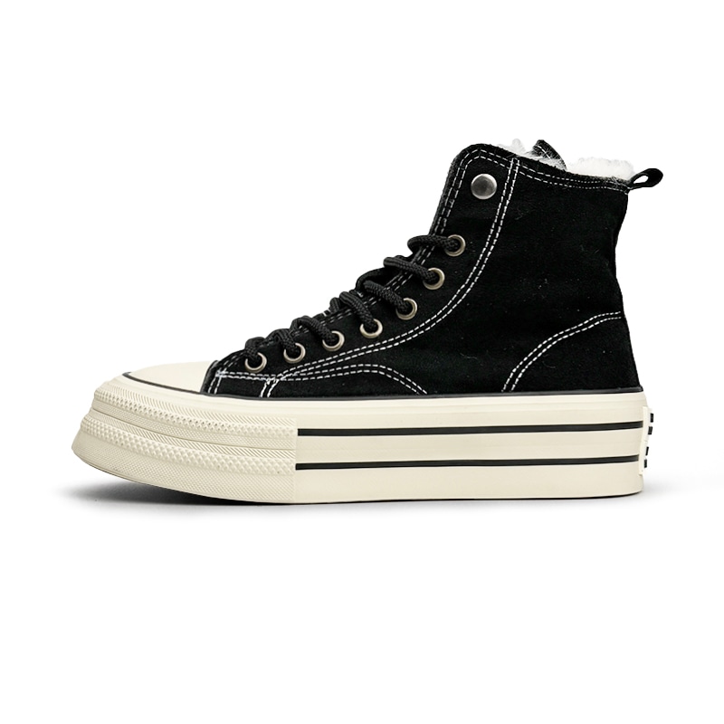 Mengsai High Top Canvas Sneakers Black — фото 8