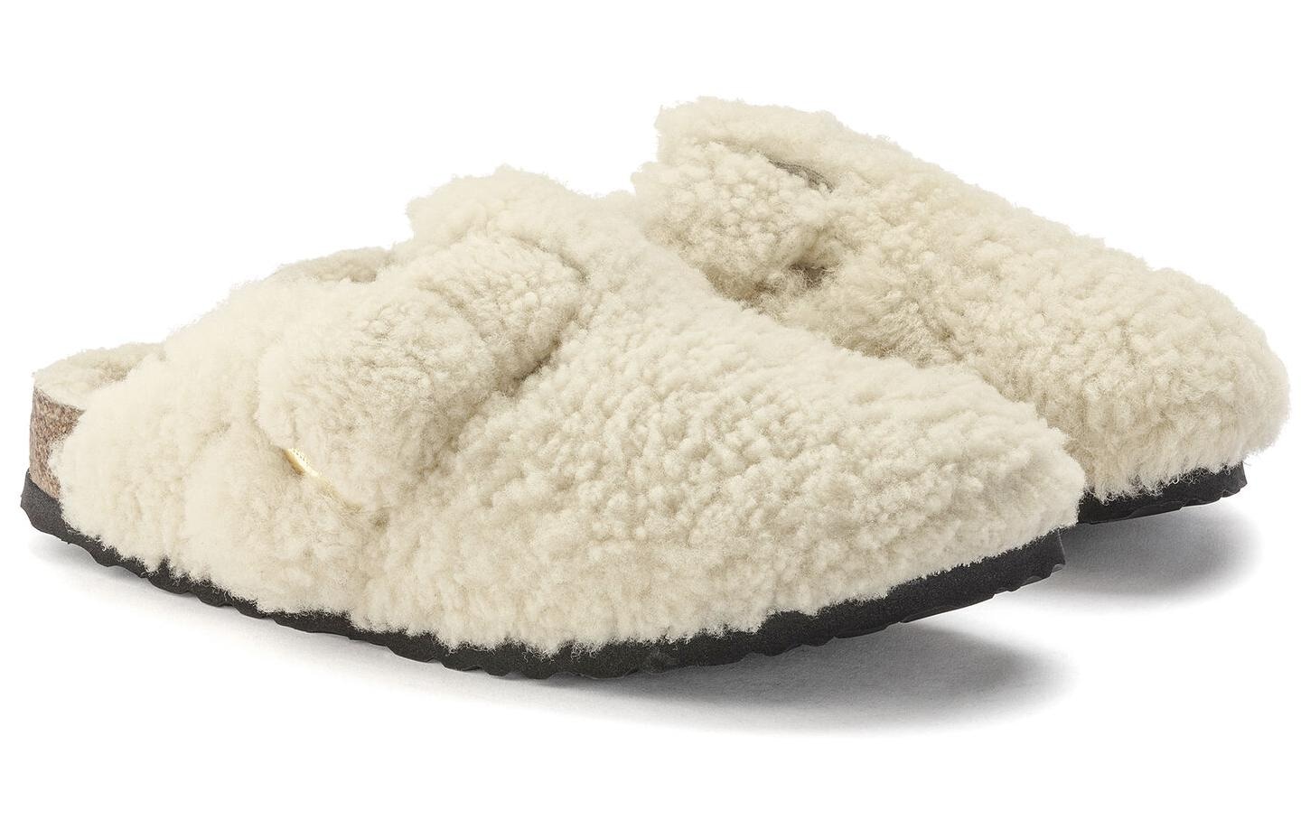 Birkenstock Beige Shearling Slide — фото 3