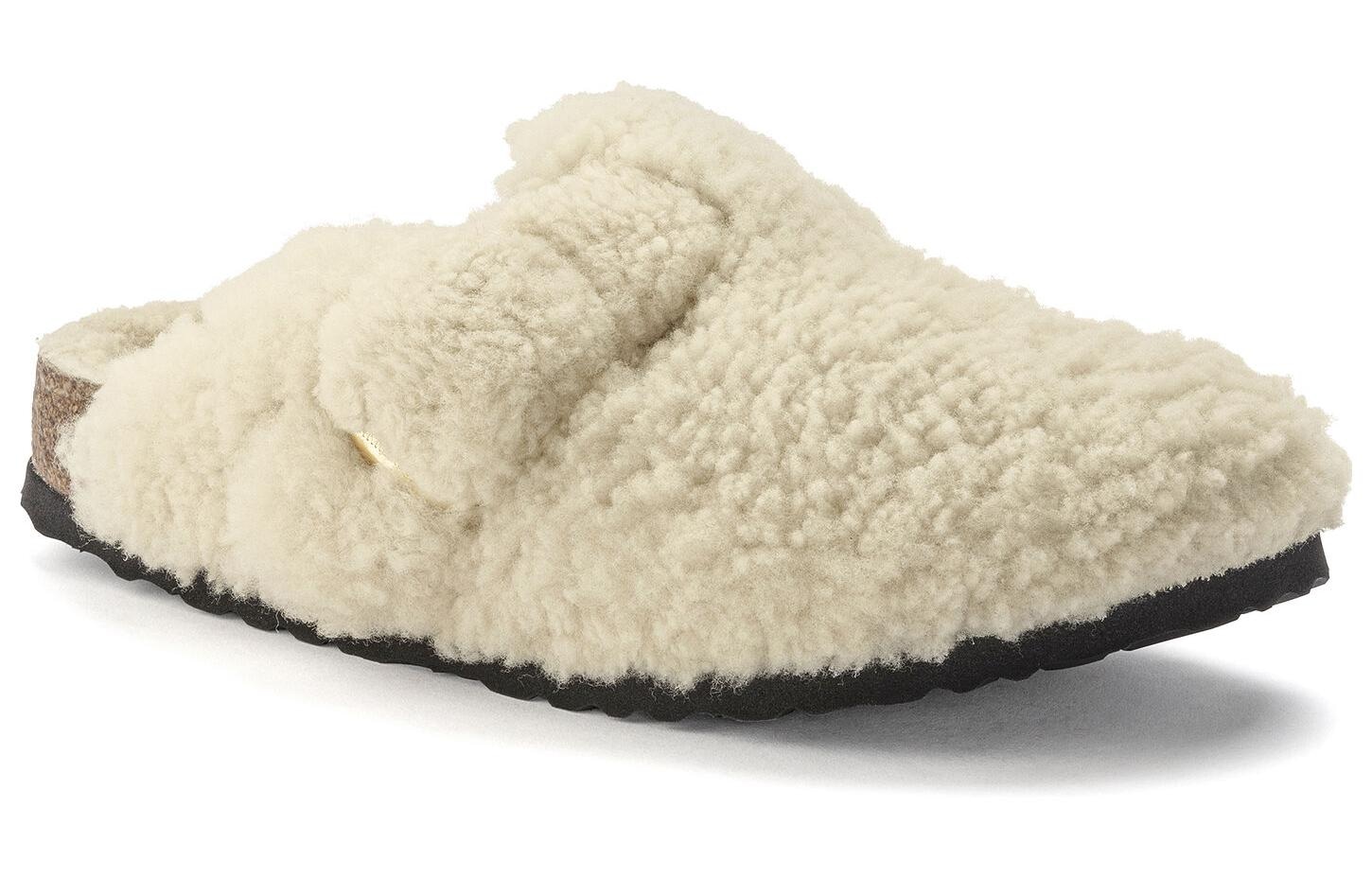 Birkenstock Beige Shearling Slide — фото 2
