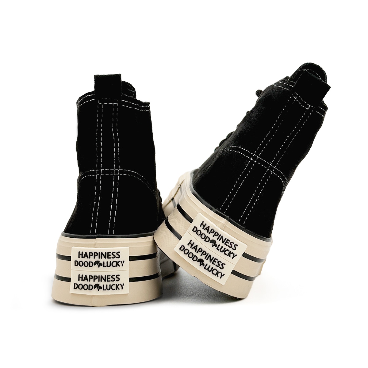 Mengsai High Top Canvas Sneakers Black — фото 3