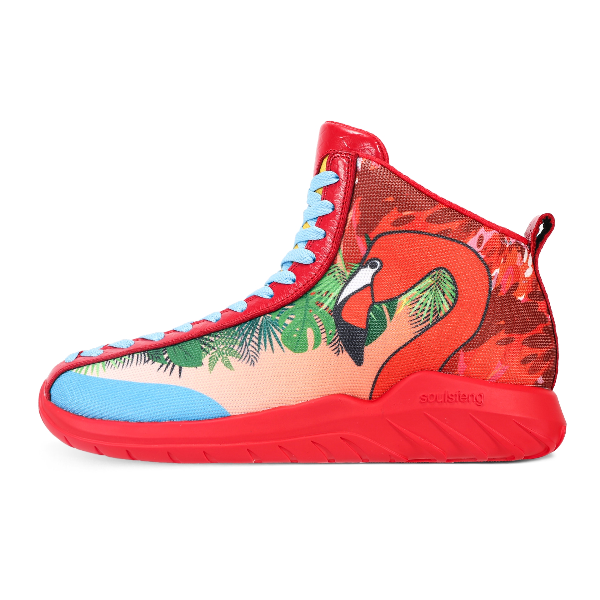 SOULSFENG Retro Flamingo Mid Basketball Shoes Red