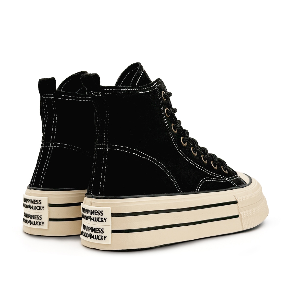 Mengsai High Top Canvas Sneakers Black — фото 5