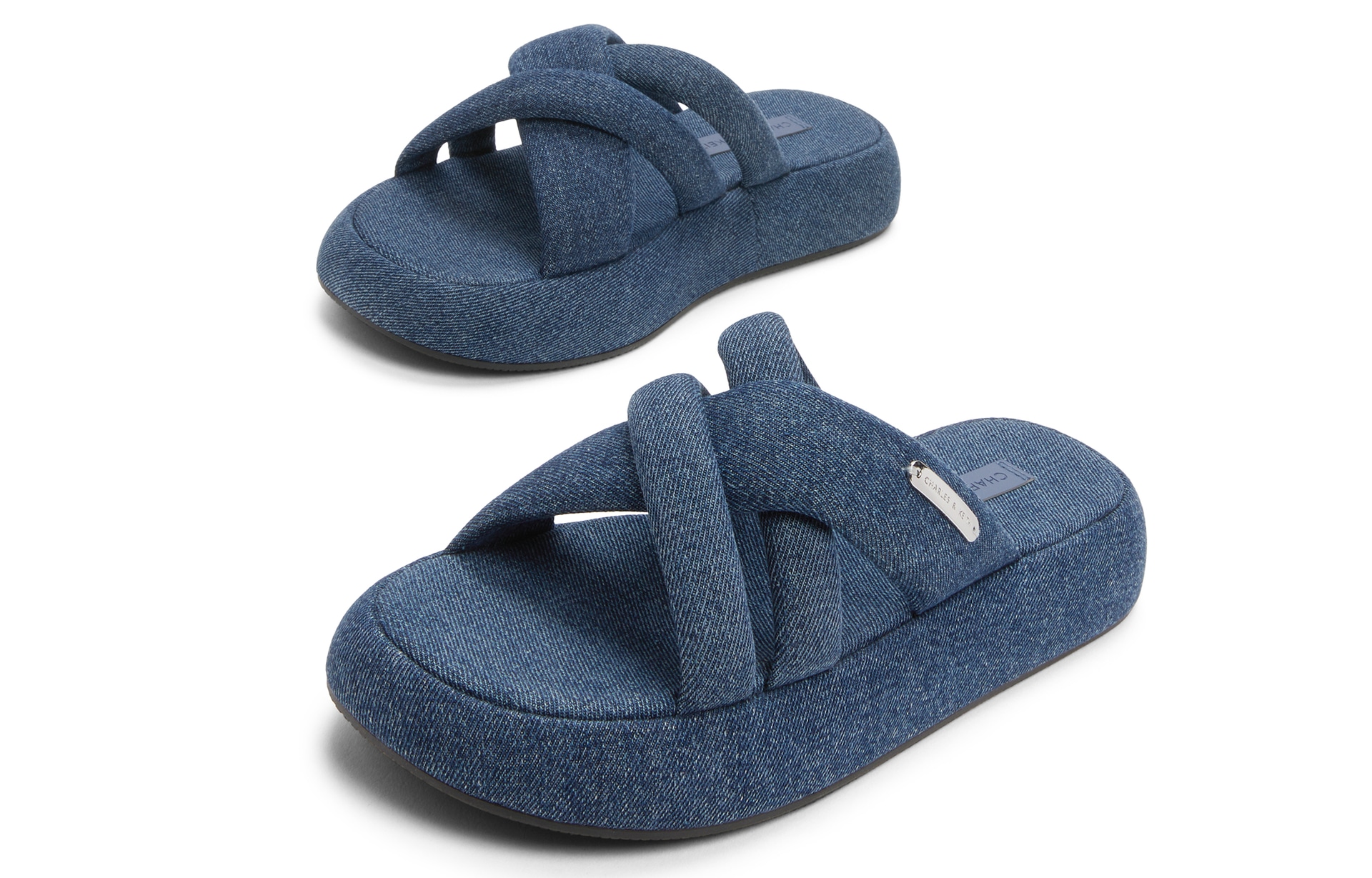 Charles&Keith CHARLESKEITH ck 3.5cm WhiteBlackButterDenim Blue — фото 11