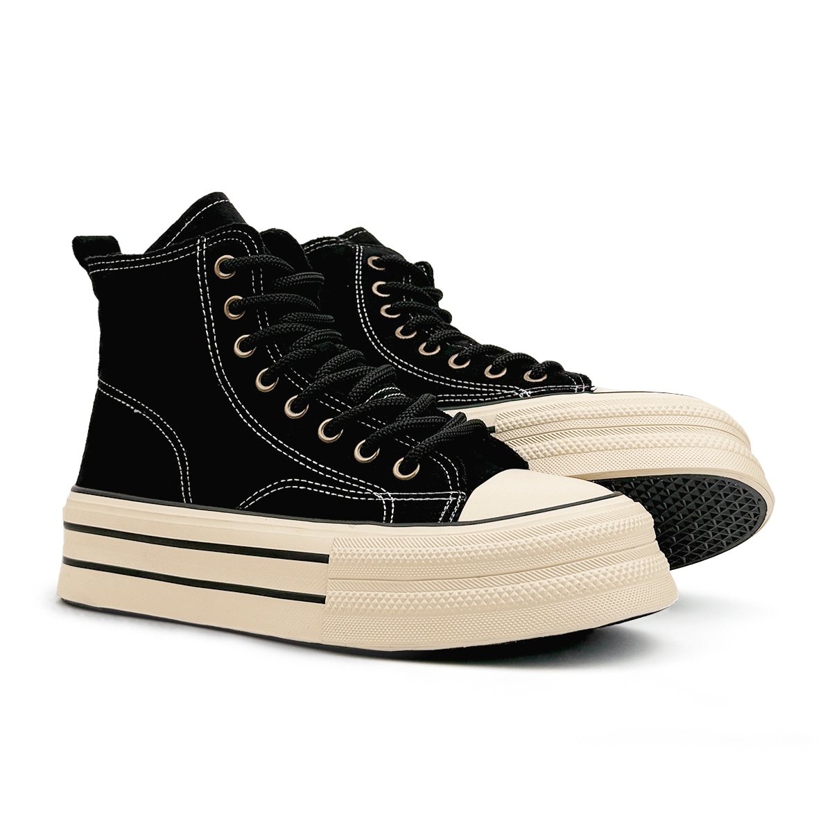 Mengsai High Top Canvas Sneakers Black — фото 2