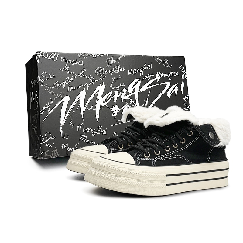 Mengsai High Top Canvas Sneakers Black — фото 7