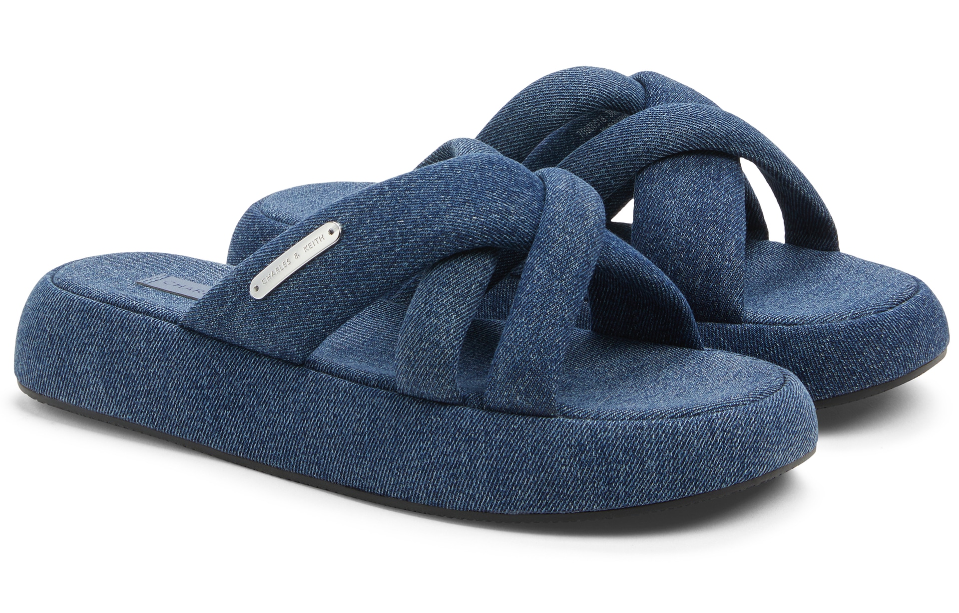 Charles&Keith CHARLESKEITH ck 3.5cm WhiteBlackButterDenim Blue — фото 7
