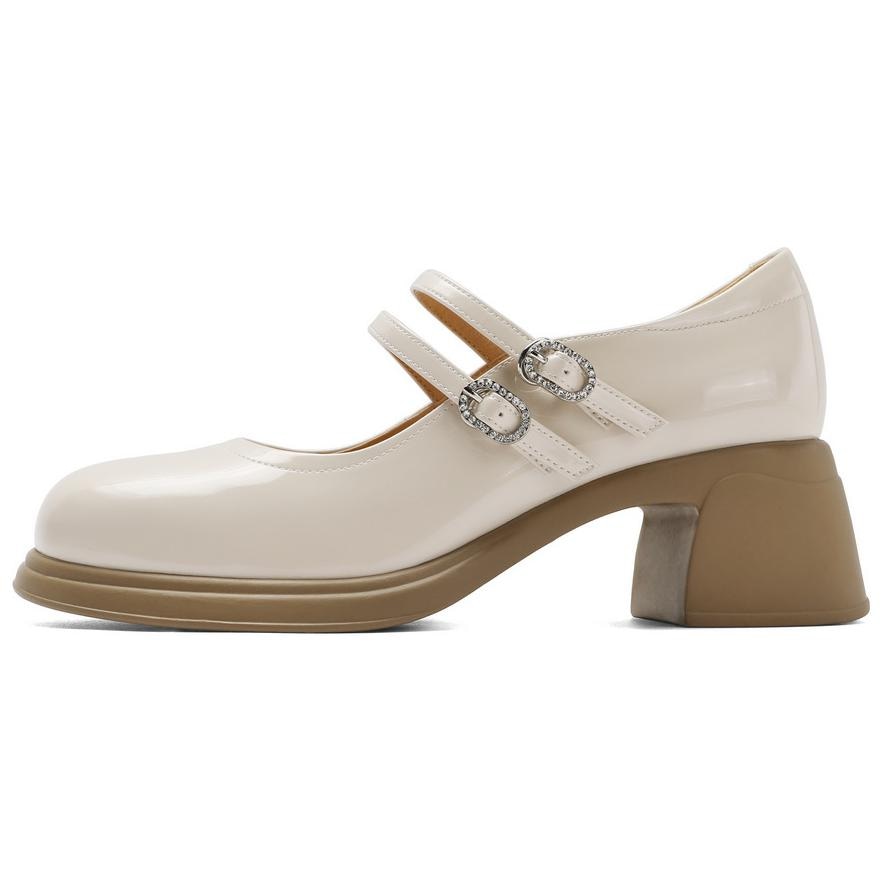 百丽 BELLE BELLE PU Mary Jane 5.5cm Heel
