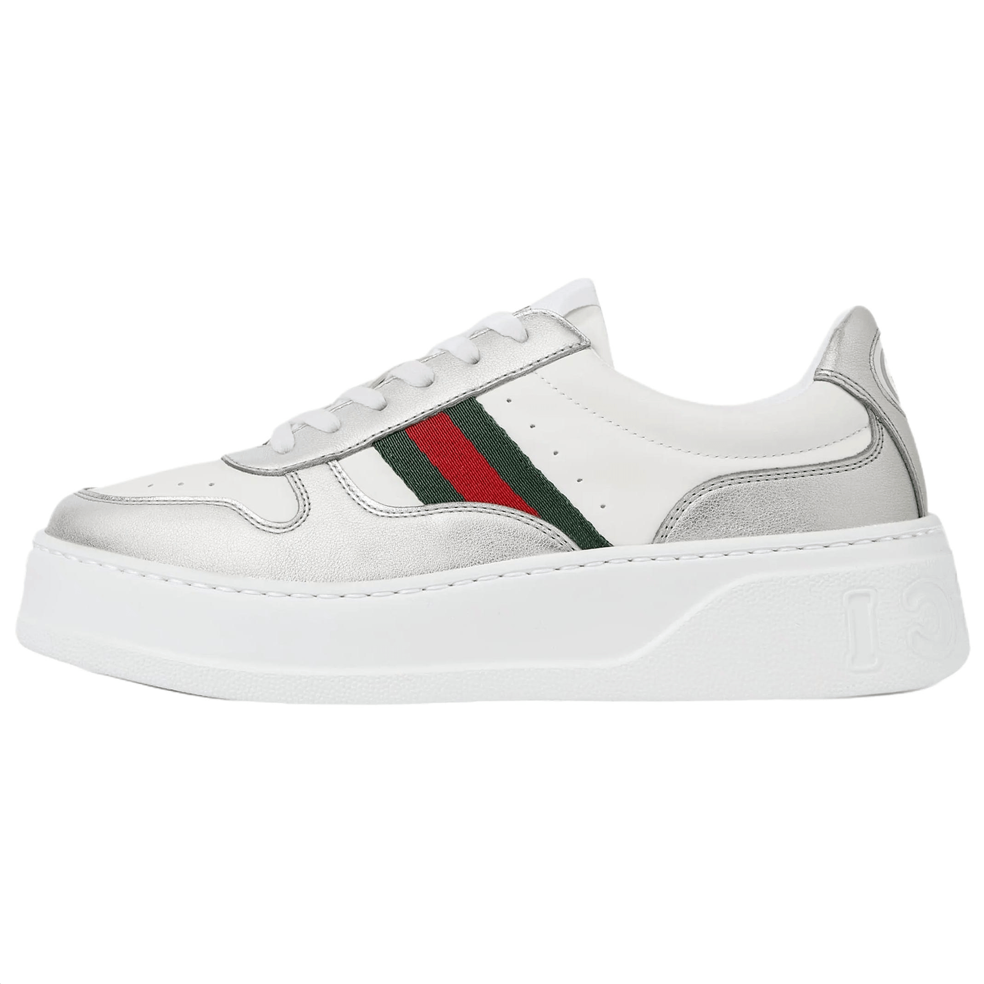 Кроссовки Gucci Leather Lace-Up Low Top Sneakers White