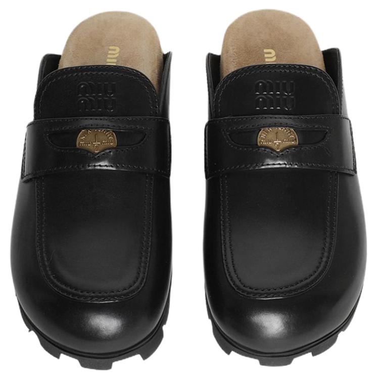 Miu Miu Round Toe Mule Slippers Black — фото 3