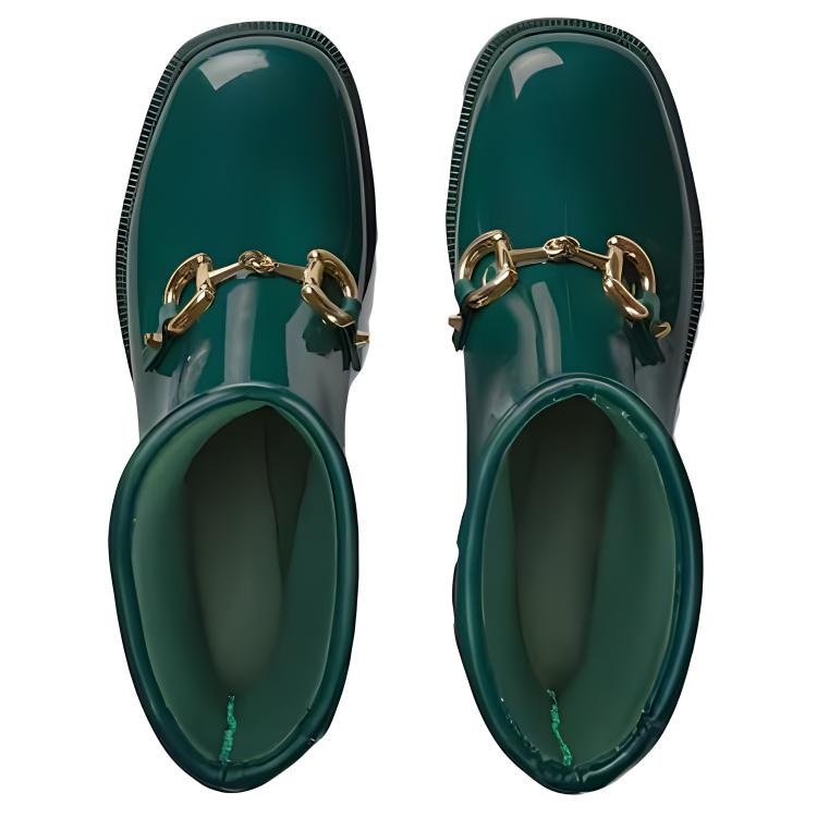 Gucci Rubber Horsebit Ankle Boots Green — фото 4