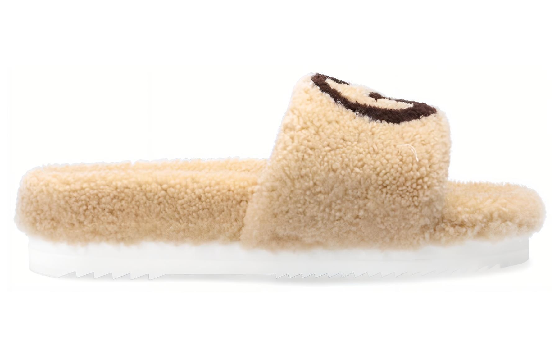 Gucci Brown Shearling Slide — фото 1