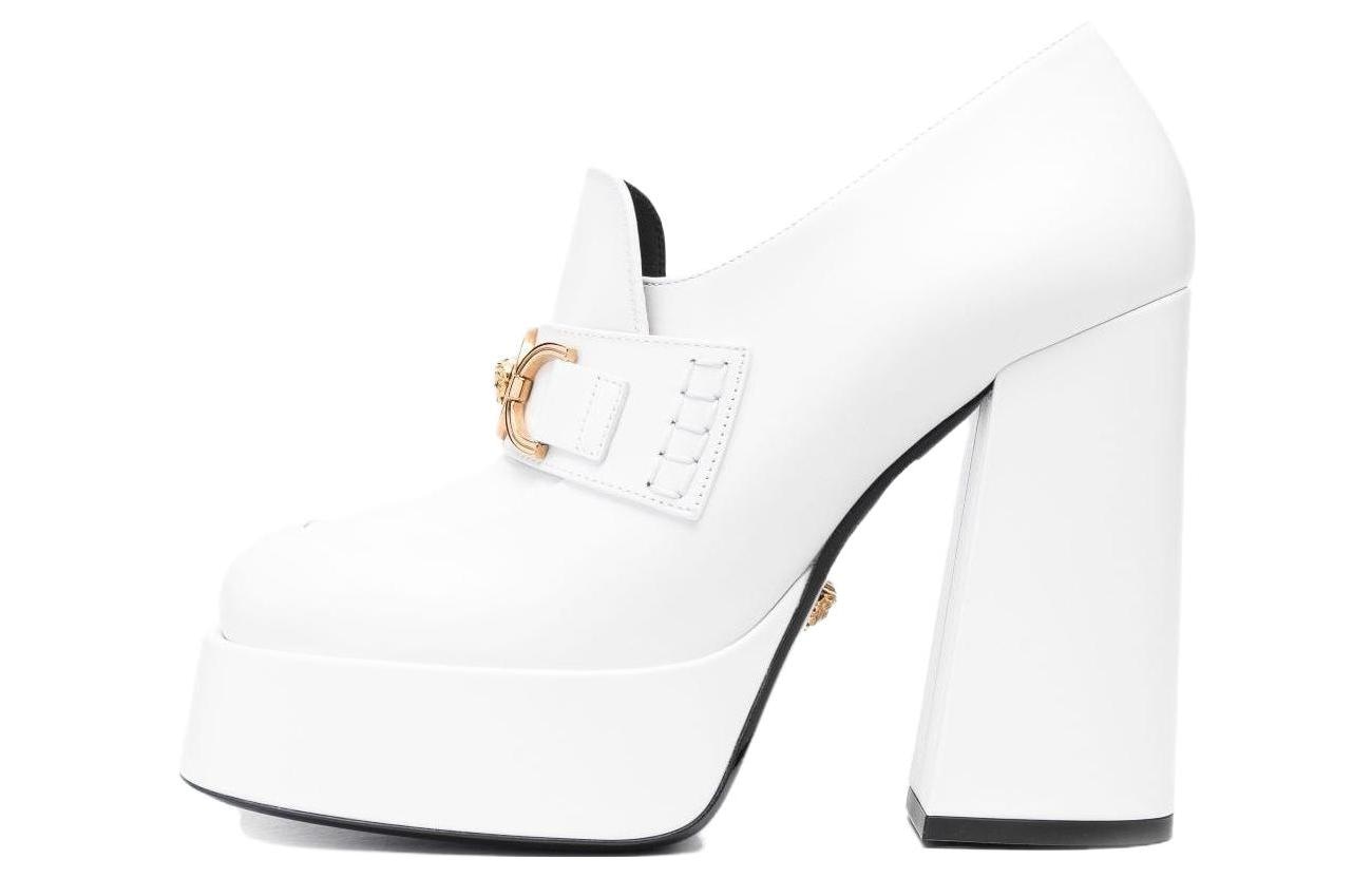 VERSACE/范思哲 Versace Leather Slip-On Heels White