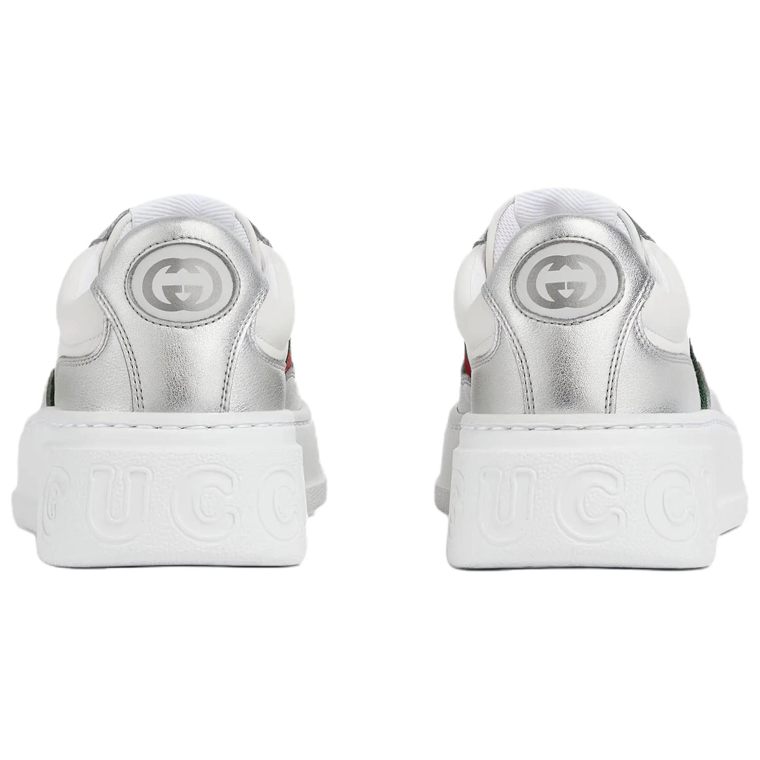 Gucci Leather Lace-Up Low Top Sneakers White — фото 4