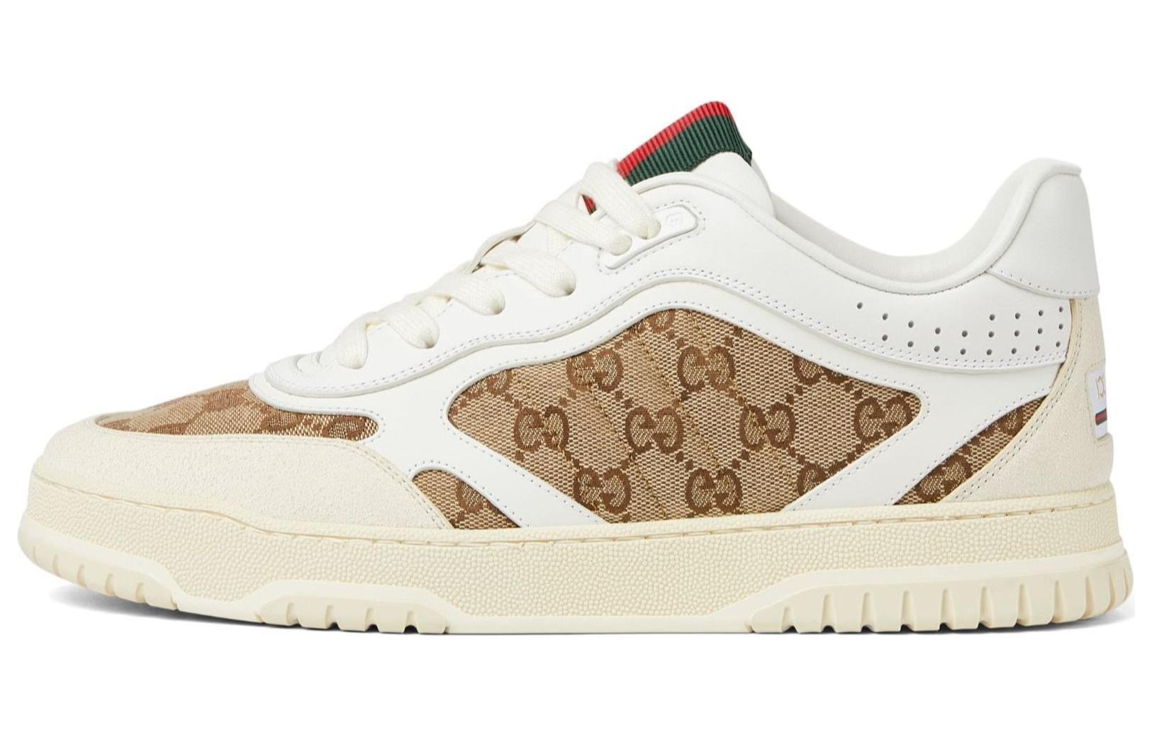 GUCCI/古驰 Gucci Re-Web Low Top Sneakers White Brown