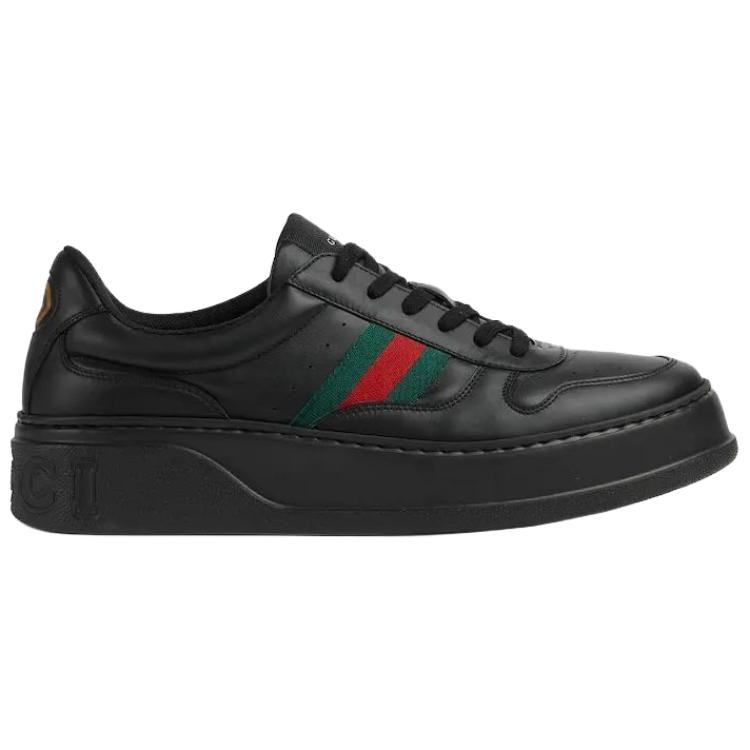 Gucci Leather Low Top Sneakers Black — фото 1