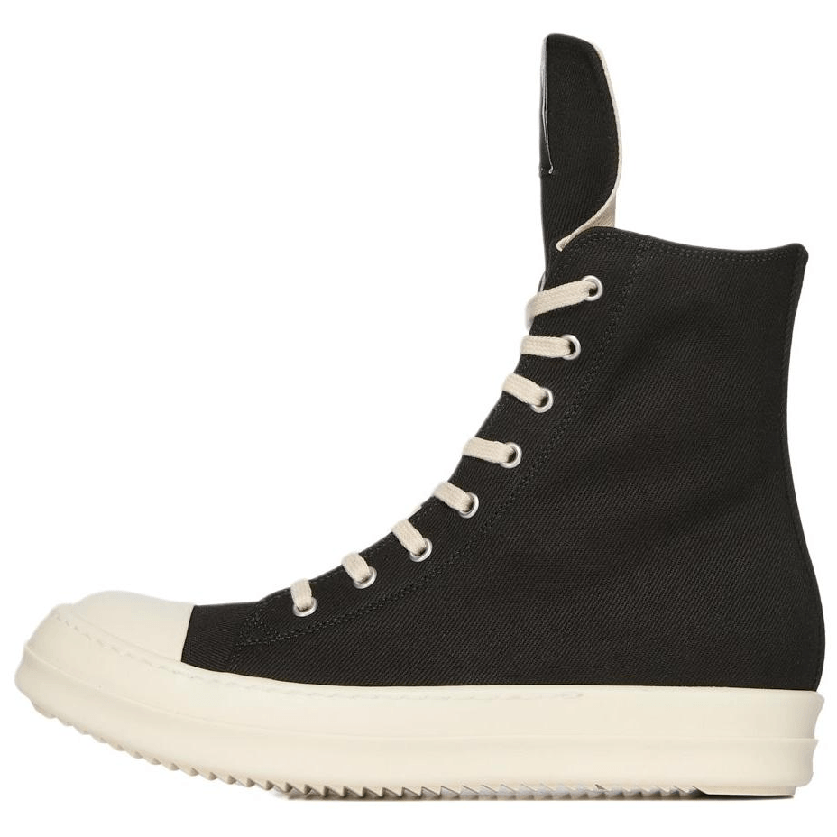 Rick Owens DRKSHDW Round Toe Zip High Top Sneakers Black