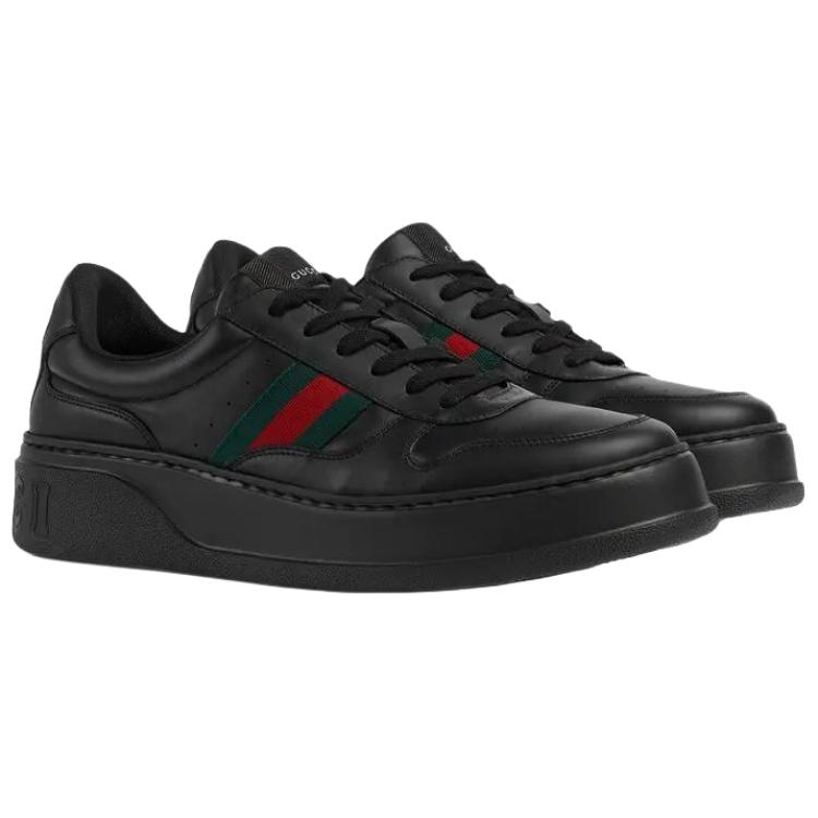 Gucci Leather Low Top Sneakers Black — фото 2
