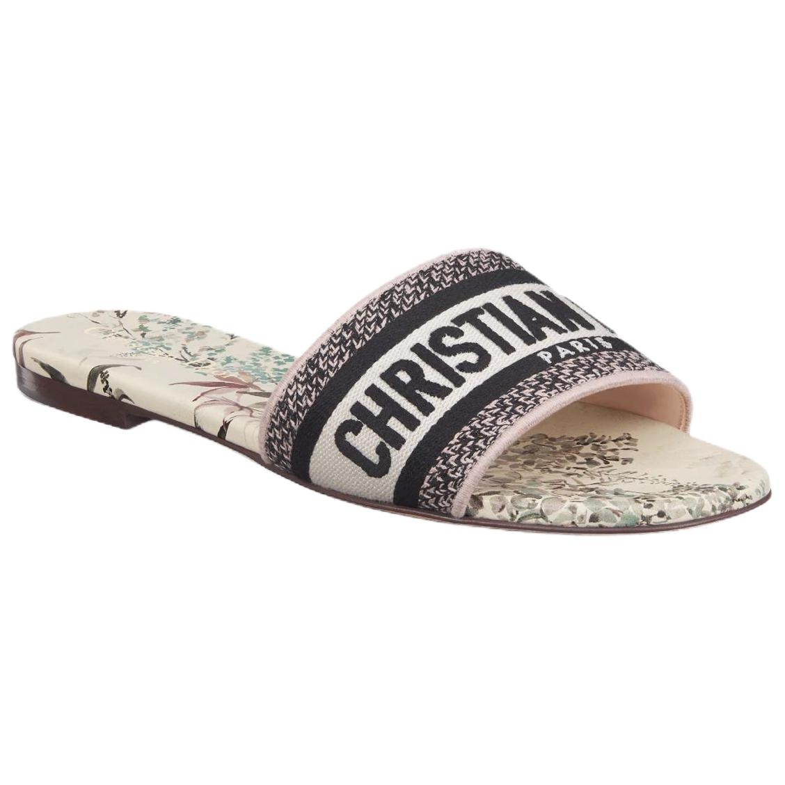 Dior Dway Embroidered Slides Black — фото 2