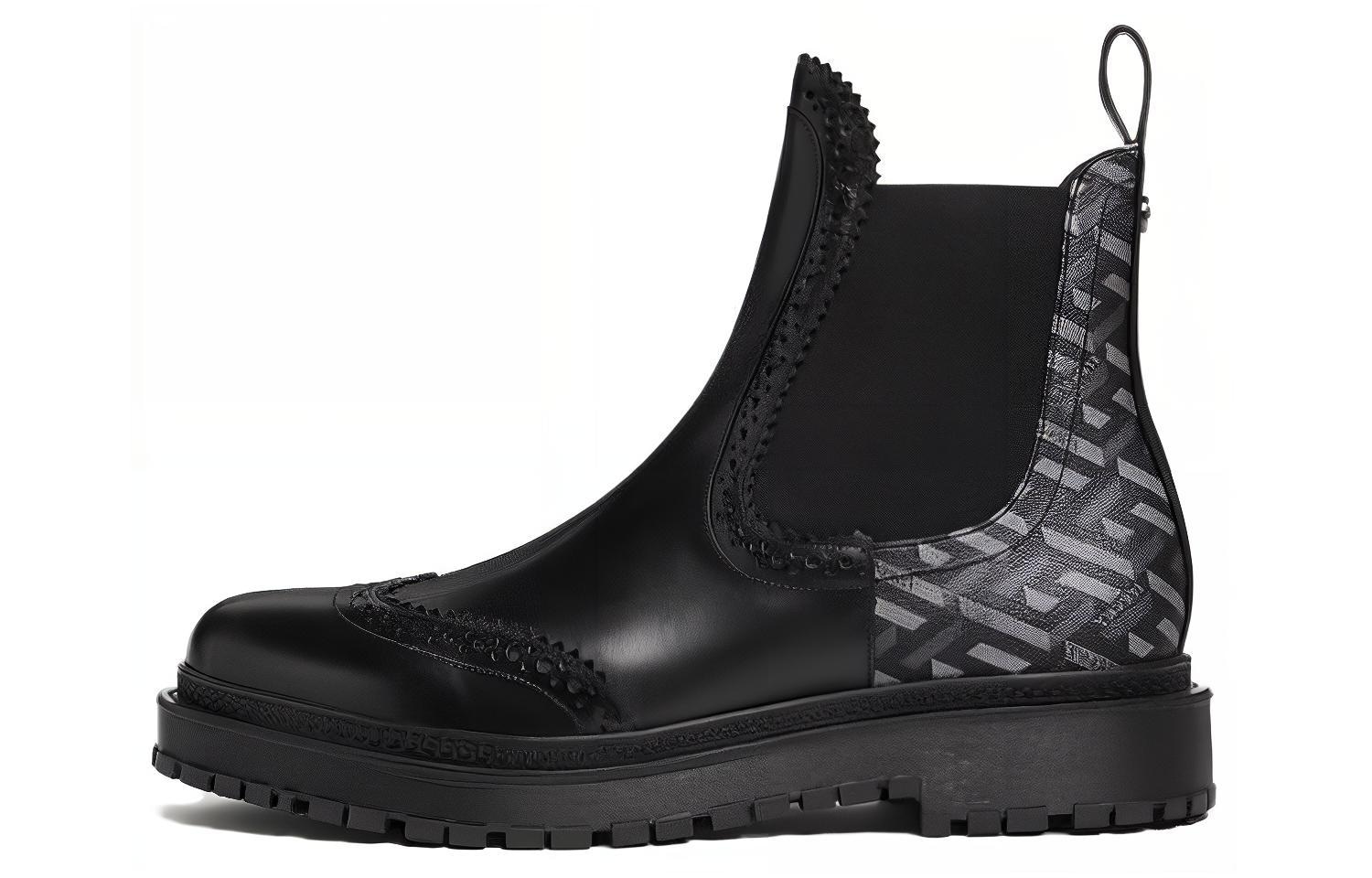 VERSACE/范思哲 Versace La Greca Chelsea Boots Black