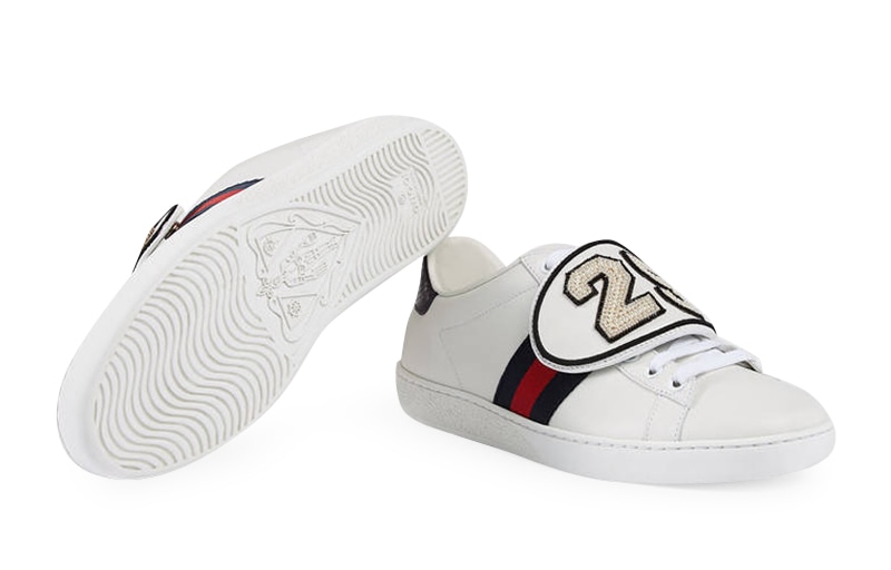 Gucci Leather Logo Lace-Up Sneakers White — фото 3