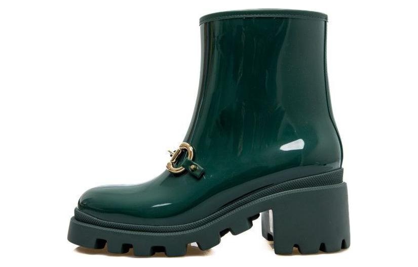 Ботинки Gucci Rubber Horsebit Ankle Boots Green