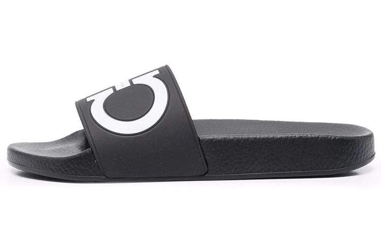 FERRAGAMO/菲拉格慕 Ferragamo Gancini Print Open Toe Sandals Black