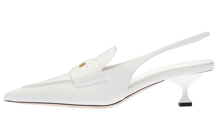 Miu Miu Penny Leather Loafers White