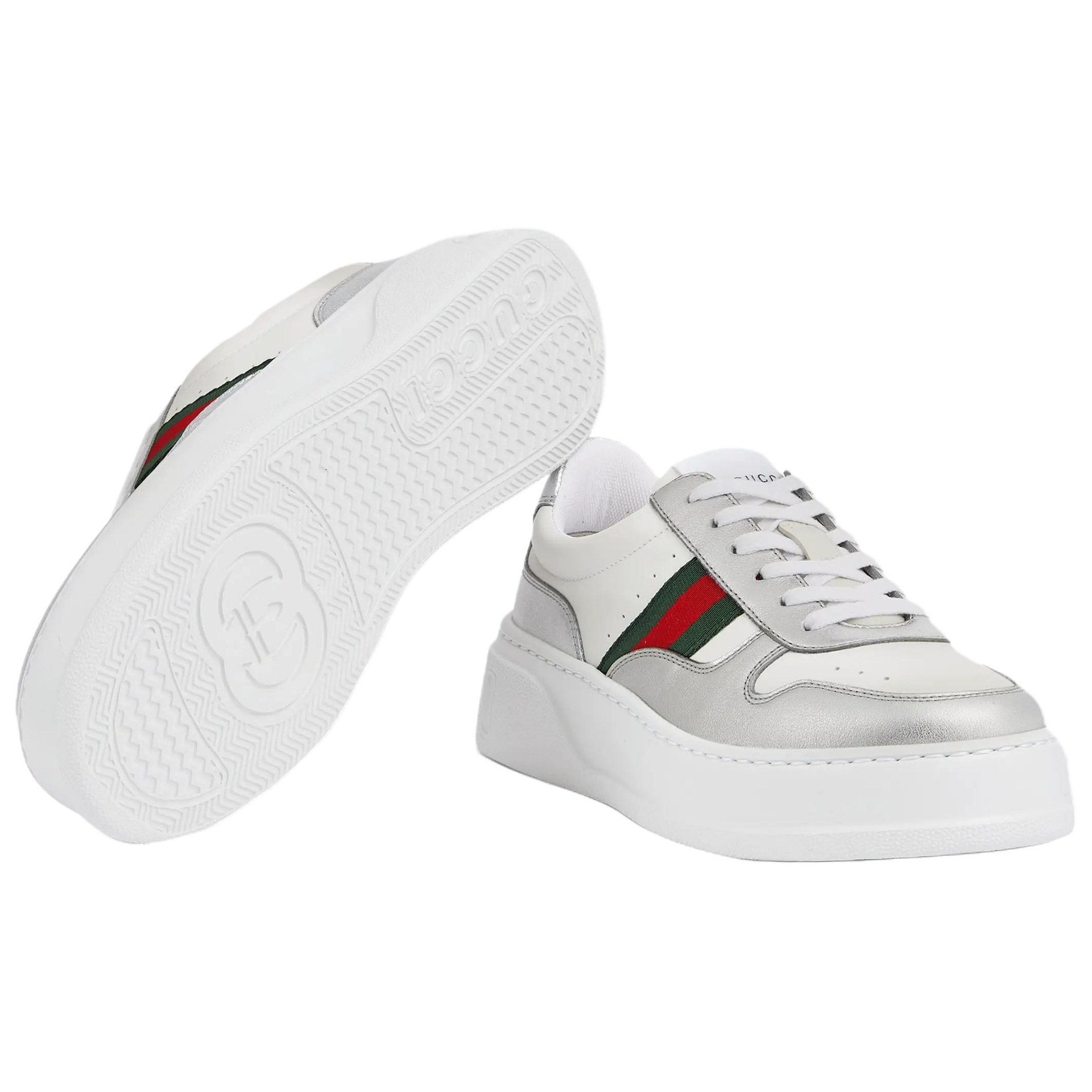 Gucci Leather Lace-Up Low Top Sneakers White — фото 5