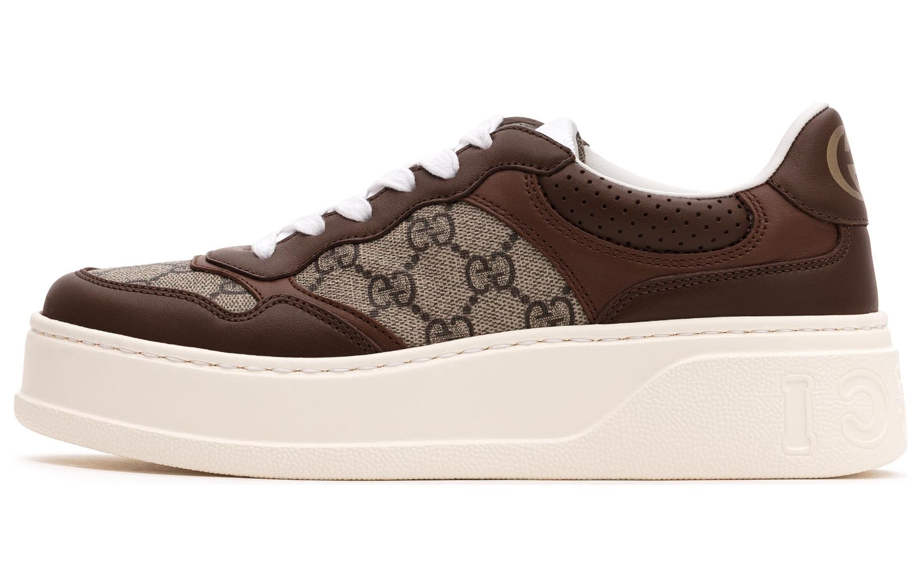 GUCCI/古驰 Gucci Brown Leather Low-Top Sneakers