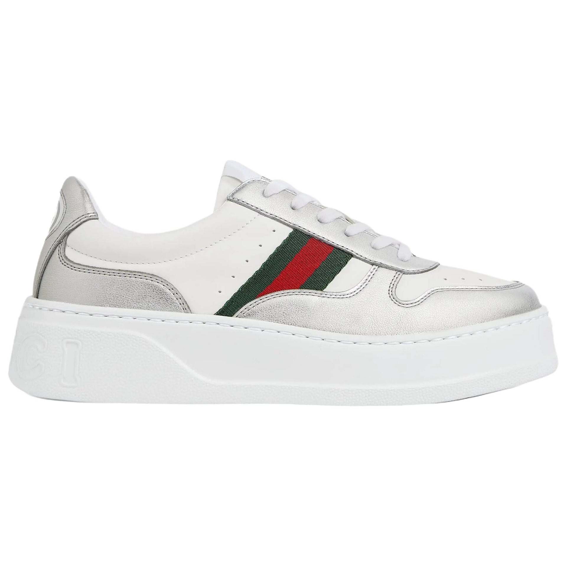 Gucci Leather Lace-Up Low Top Sneakers White — фото 1