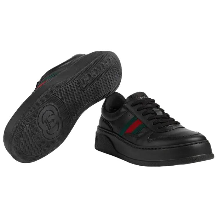 Gucci Leather Low Top Sneakers Black — фото 5
