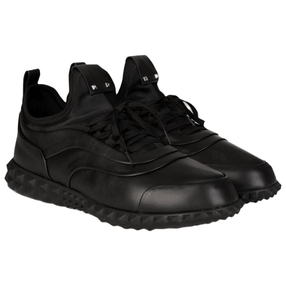 Valentino Round Toe Lace-Up Low Sneakers Black — фото 2