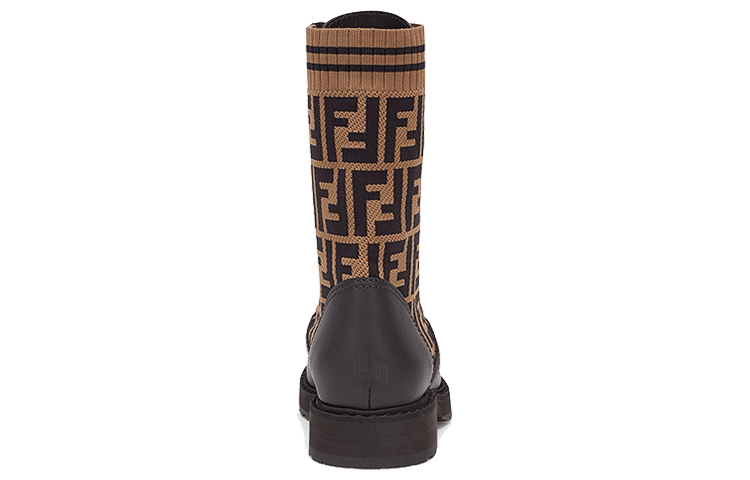 Fendi FF Motif Leather Biker Boots Black — фото 4