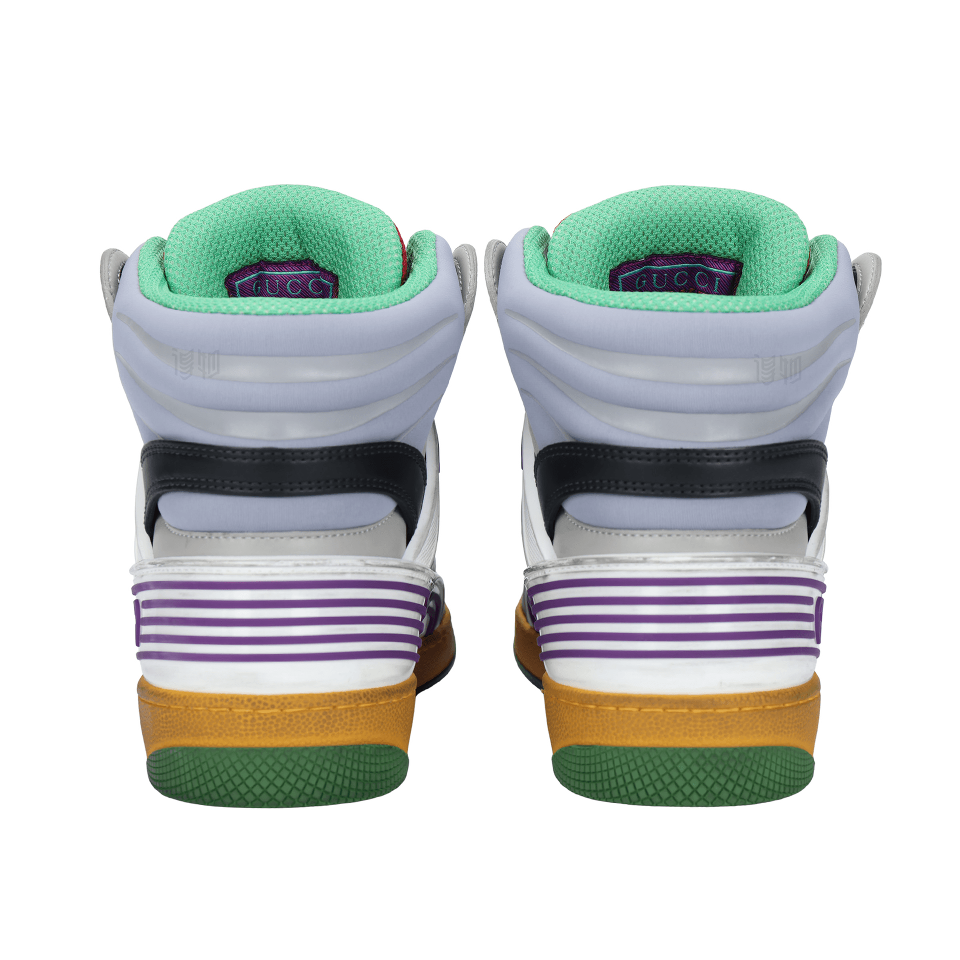 Gucci Basket High Top Black White Yellow — фото 3