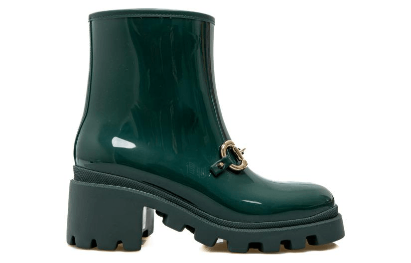 Gucci Rubber Horsebit Ankle Boots Green — фото 1