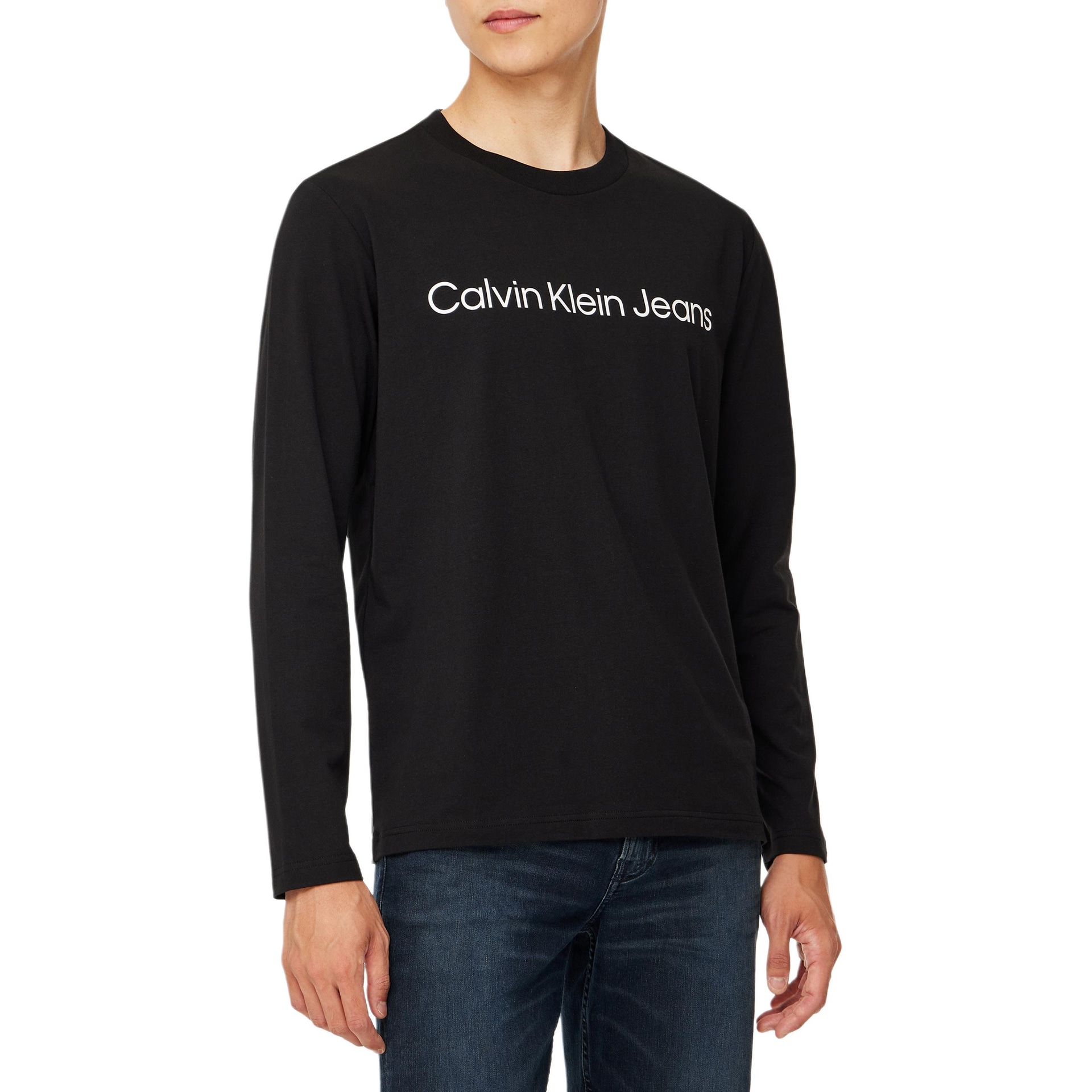 Calvin Klein Logo Crewneck Long Sleeve Tee Black — фото 2