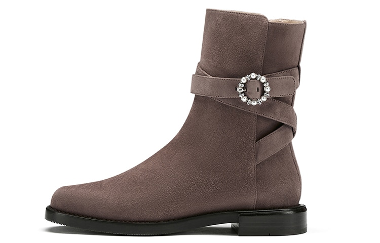 Stuart Weitzman Ryder Pearl Buckle Belted Bootie