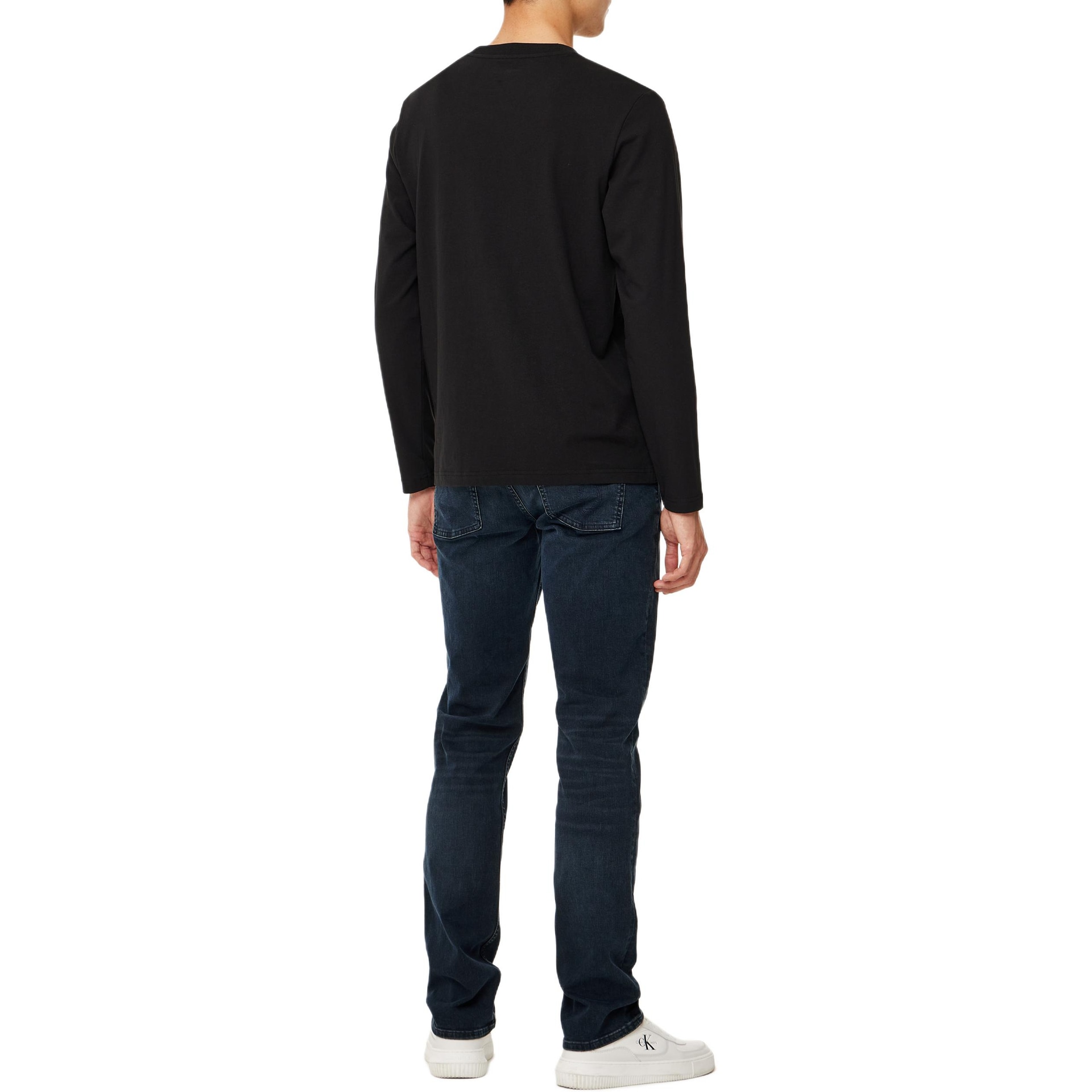 Calvin Klein Logo Crewneck Long Sleeve Tee Black — фото 3