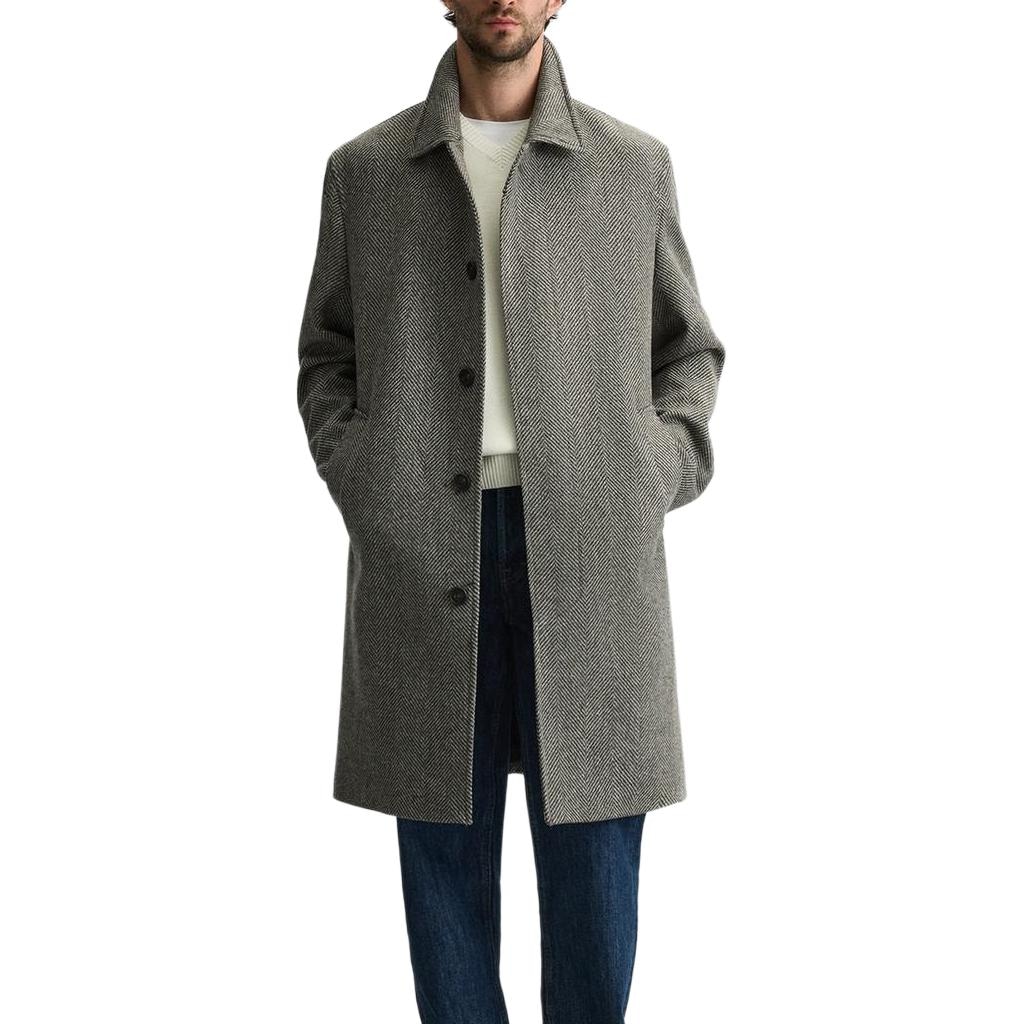 Zara Relaxed Herringbone Coat Brown — фото 2