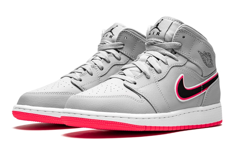 Jordan Air Jordan 1 Mid Wolf Grey Racer Pink Black GS — фото 3