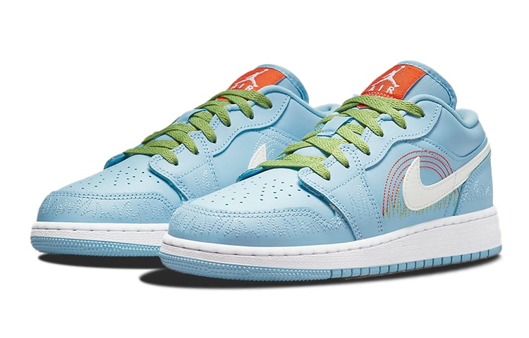Jordan Air Jordan 1 Low Blue Stitch GS — фото 3
