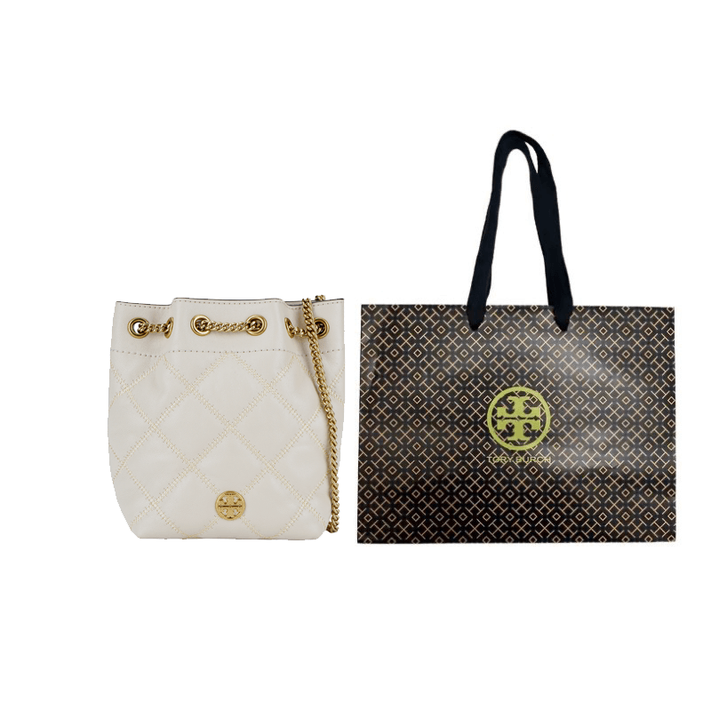 Tory Burch Metal Logo Chain Strap Bucket Bag Beige — фото 5