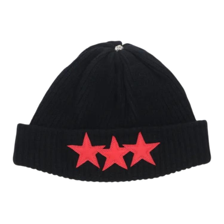 Chrome Hearts 克罗心 贴片设计 绒线帽 男女同款情侣款 黑色/红色