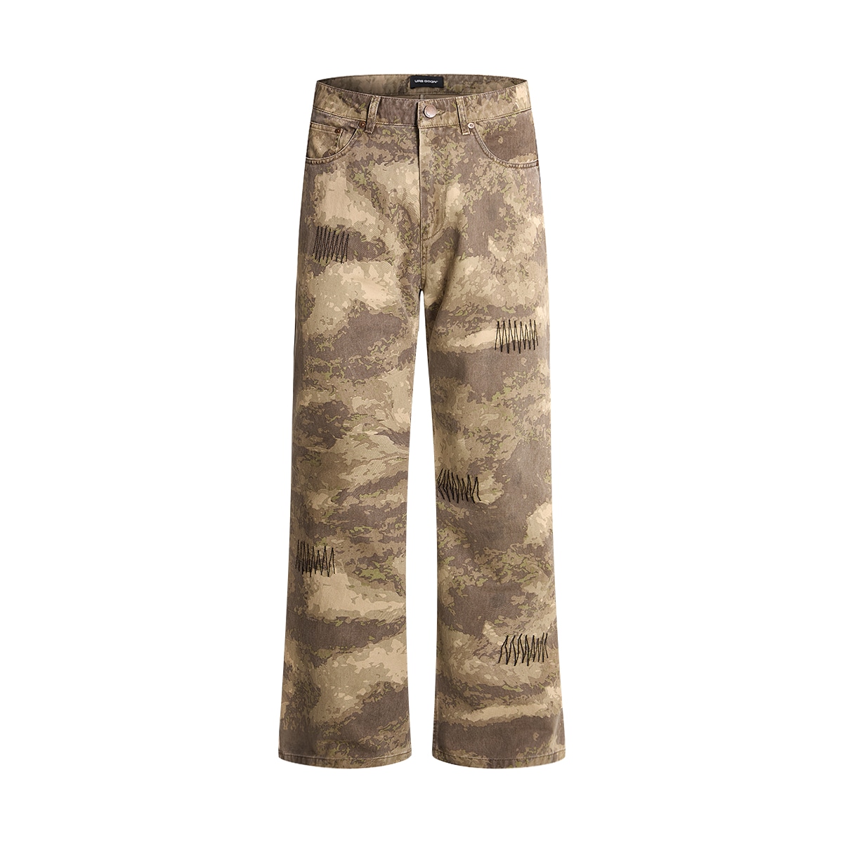 Urs Ggon Vintage Washed Embroidered Loose Flare Pants