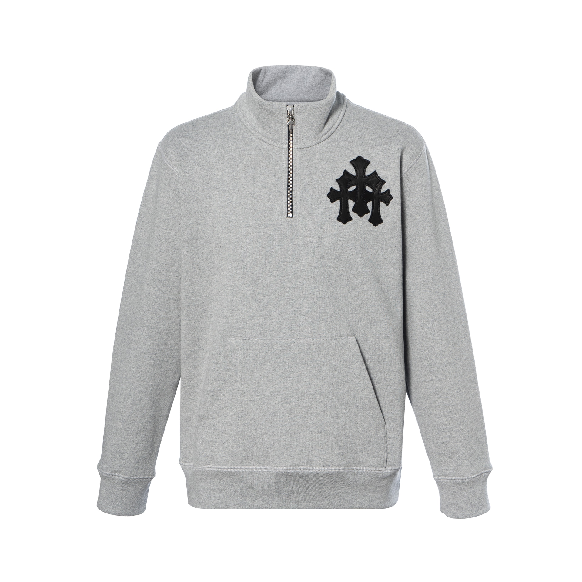 Chrome Hearts 克罗心 十字贴皮半拉链长袖 卫衣 男女同款