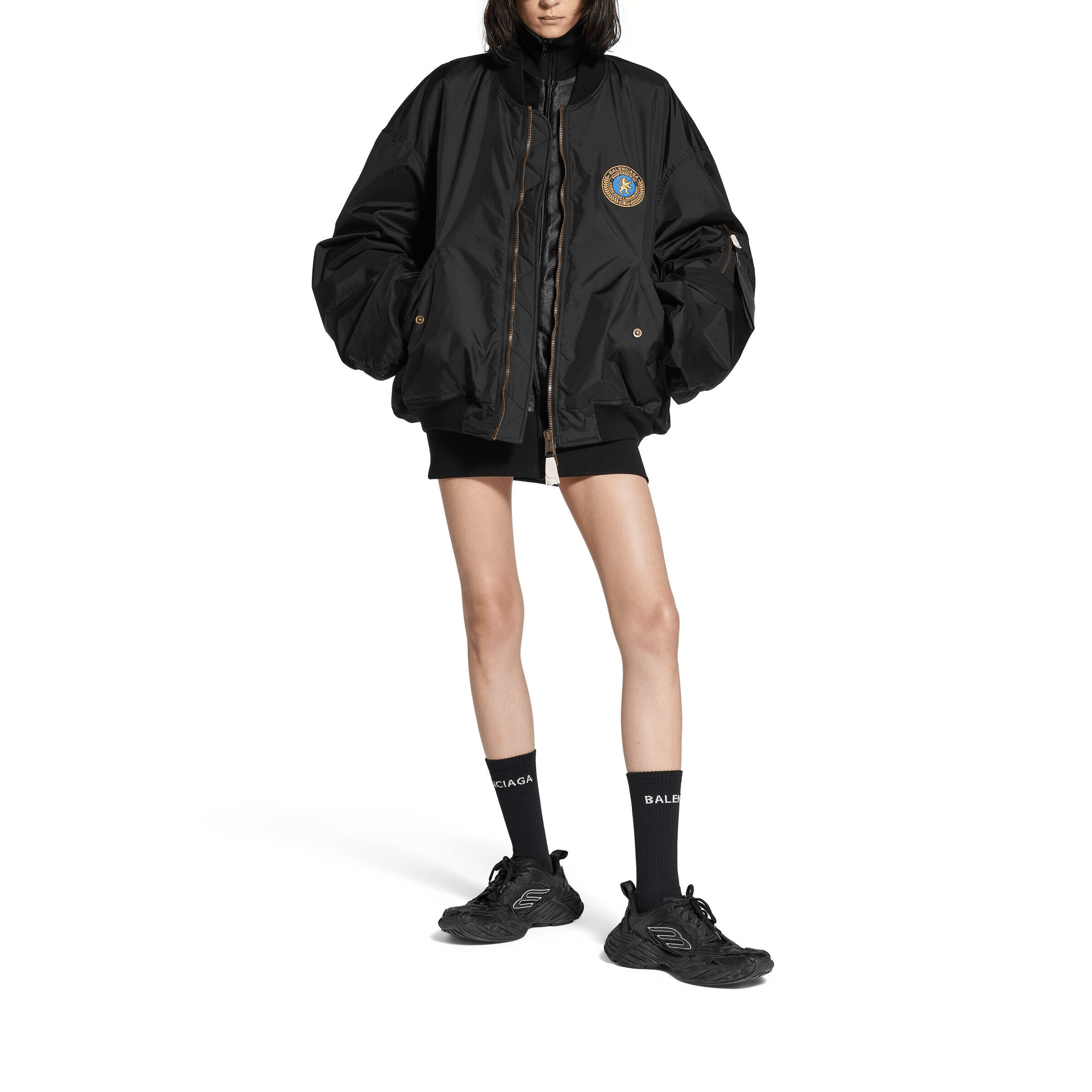 Balenciaga FW25 Ribbed Zip Patch Cotton Jacket Black — фото 3