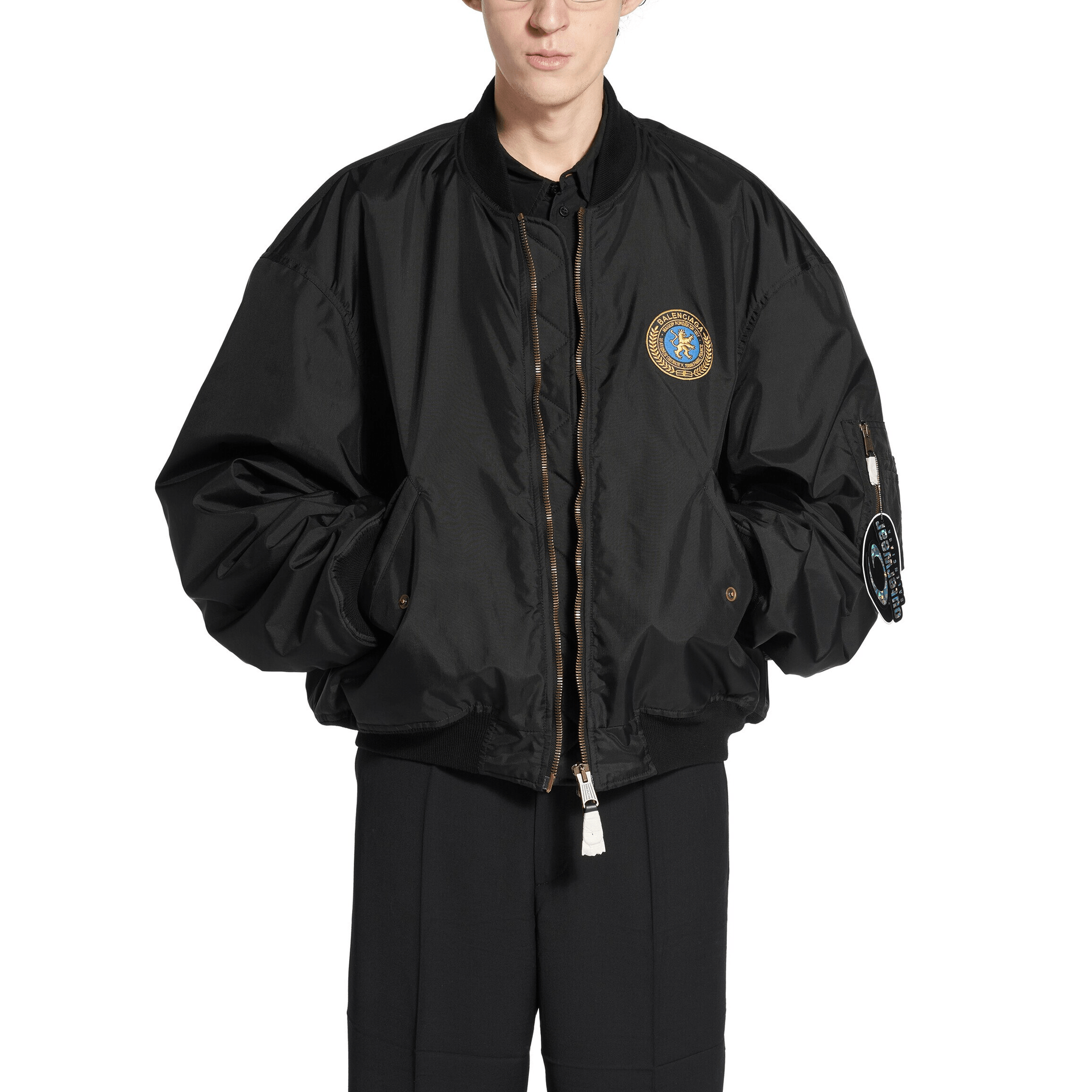 Balenciaga FW25 Ribbed Zip Patch Cotton Jacket Black — фото 2
