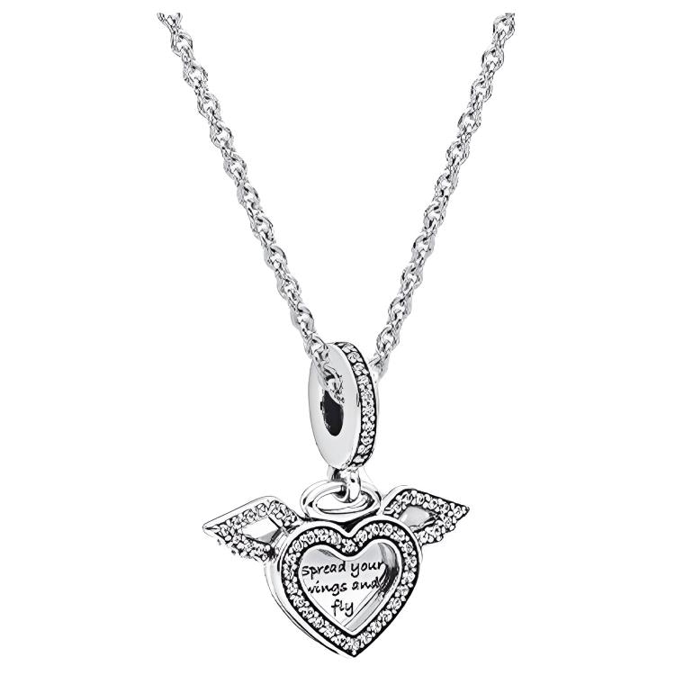 Pandora/潘多拉 Pandora Angel Wing Heart Necklace Set Silver