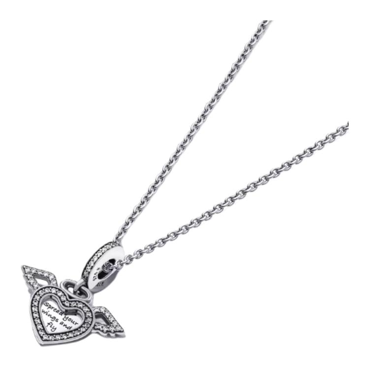 Pandora Angel Wing Heart Necklace Set Silver — фото 1